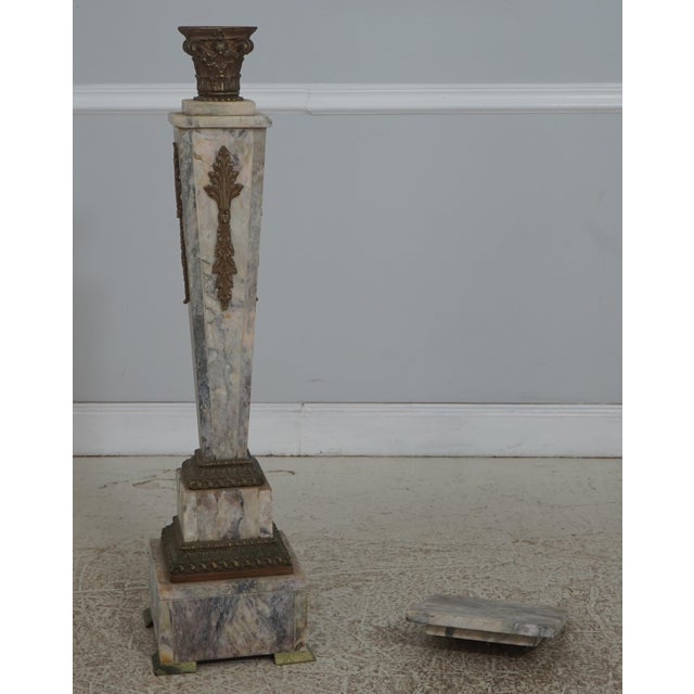 Pair of Vintage Marble & Brass Louis XVI Pedestals For Sale - Image 4 of 14
