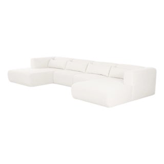Tarra 4-Piece Cream Chenille Modular U-Sectional For Sale