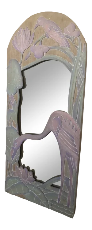 Vintage Late 20th Century Tropical Flamingo Wall Mirror