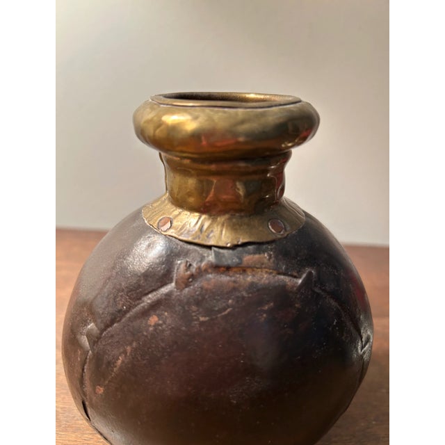 Indian Vintage Dovetailed Metal Indian Water Jug Vessel Bottle 6" Tall,x 4" Wide Inches For Sale - Image 3 of 5
