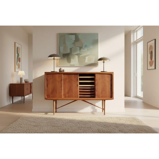 Danish Teak Sideboard with Sliding Doors, 1960s For Sale - Image 4 of 18