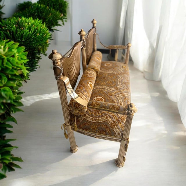 2000 - 2009 Hollywood Regency 3p Italian Imprt Armchair Loveseat Settee Set For Sale - Image 5 of 12