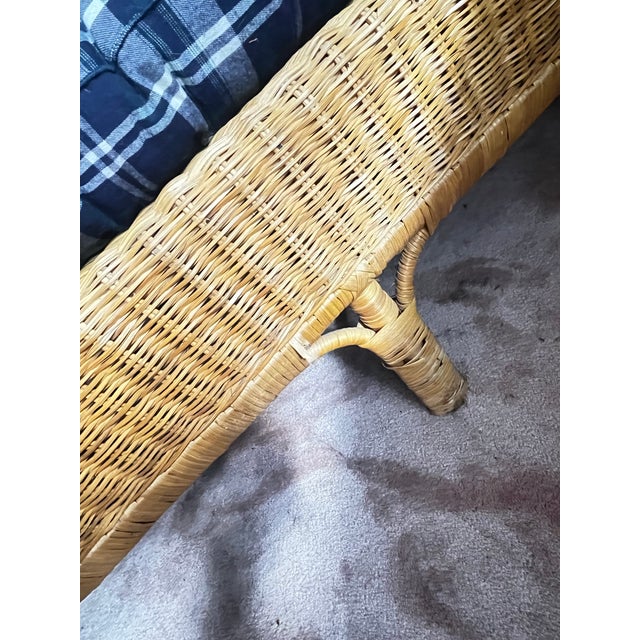 Vintage Honey Wicker Barrel Back Loveseat Bench, Circa 1980s–90s For Sale - Image 11 of 12