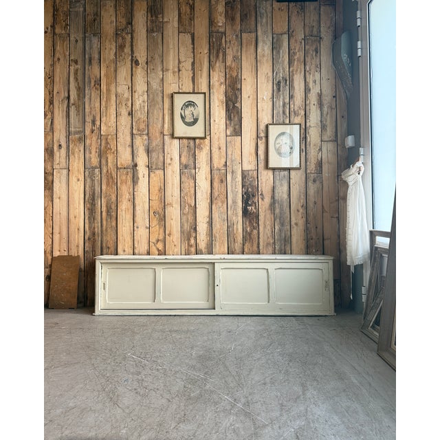 Vintage Patinated Cabinet with Sliding Doors, 1940s For Sale - Image 9 of 18