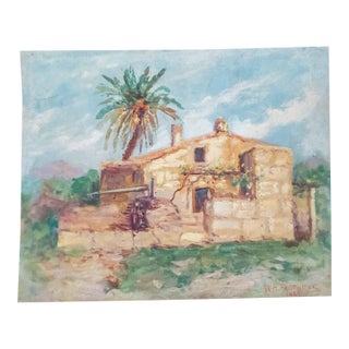 20th Century American Impressionist Oil Painting of a House by w.h. Partridge For Sale