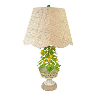 Circa 60's Italian Tole Ware Lemon Tree Lamp For Sale