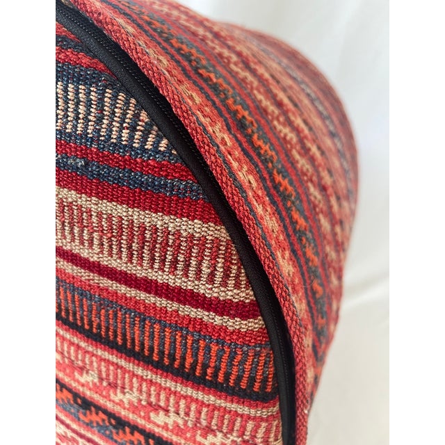 Vintage Hand Woven Kilim Upholstered Ottoman Pouf For Sale - Image 11 of 13