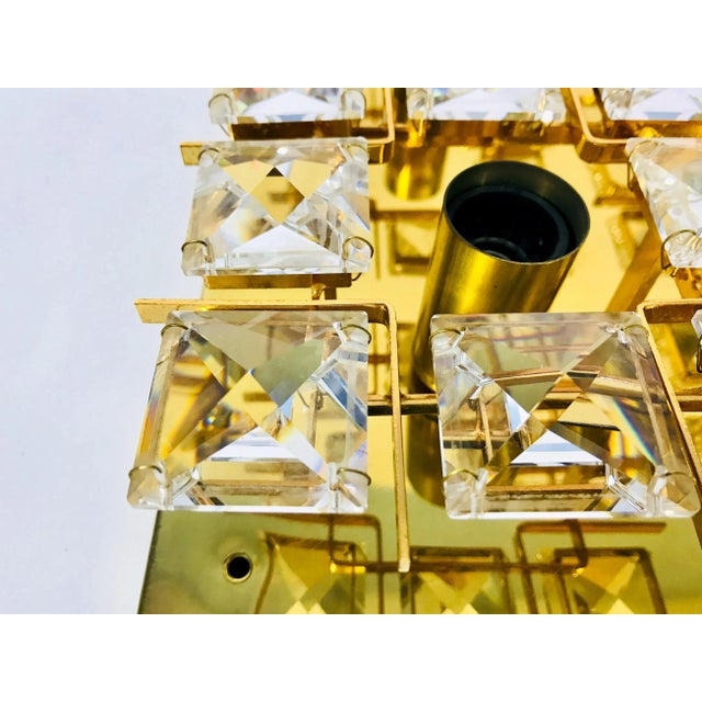 Metal Gilded Brass and Crystal Flush Mount from Palwa, 1960s For Sale - Image 7 of 10