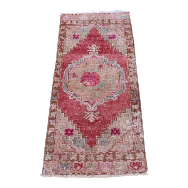 1960s Traditional Cappadocia Handmade Oushak Doormat Rug For Sale