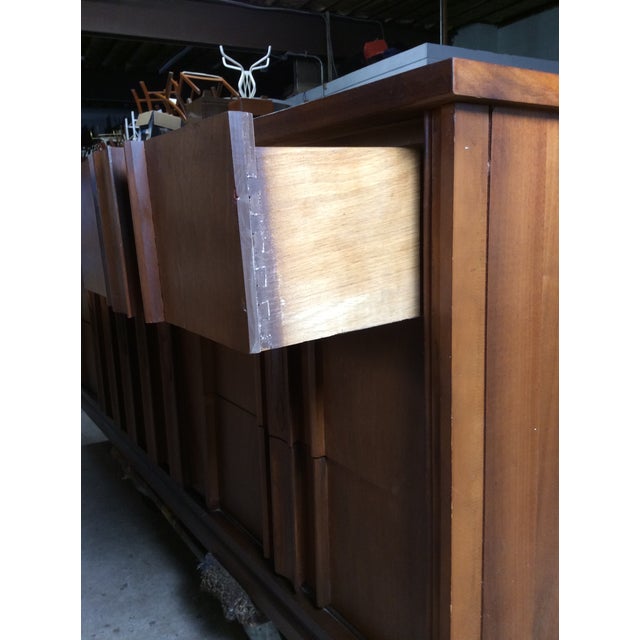 Mid Century Colonial Revival Highboy Dresser With Stow Away Writing Desk For Sale - Image 10 of 12