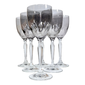 Smoky Long Stemmed Art Nouveau Goblets- Set of Six
