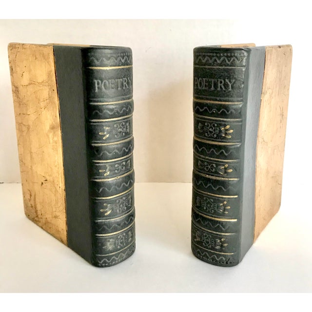 Ceramic Gilt Gold Poetry Bookends in Shape of Books Chairish