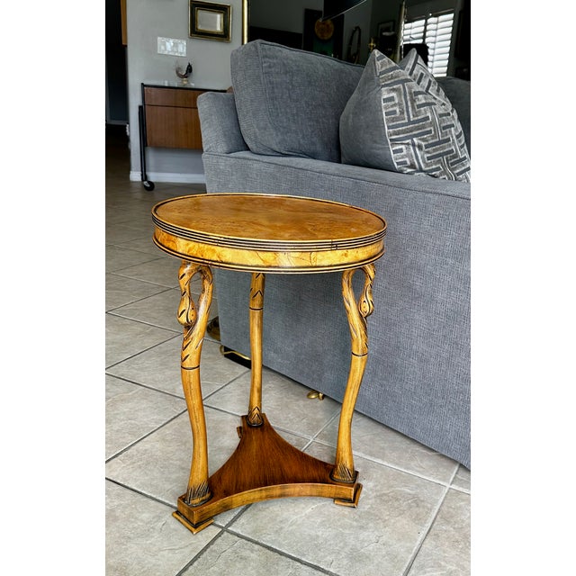Italian Empire Style Burl Wood Swan Motif Side Table Gueridon For Sale - Image 18 of 18