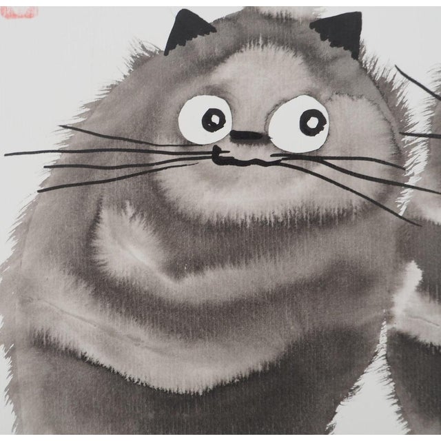 Laszlo Tibay (1962) Couple of Cats Original ink and wash drawing Signed upper left Authenticated by the artist's stamp On...