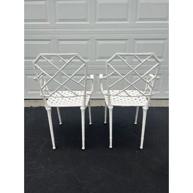 Pair of White Faux Bamboo “Calcutta” Chairs by Brown Jordan For Sale - Image 10 of 18