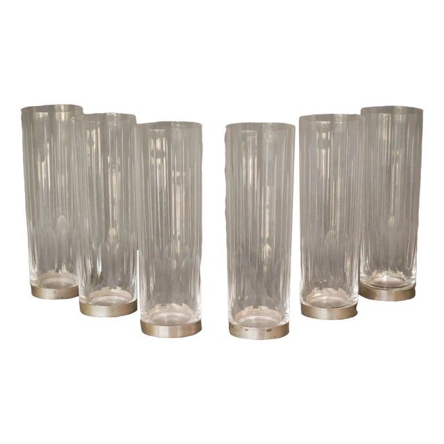 Mid-Century Glasses with Silver Bases, Set of 6 For Sale