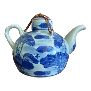 Late 20th Century Boho Blue and White Chinese Porcelain Teapot