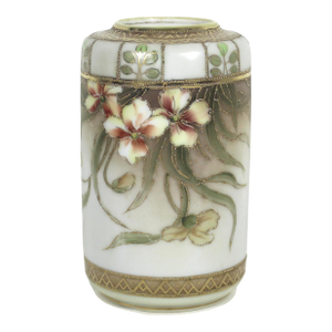 Hand Painted Antique Nippon Porcelain Vase With Moriage Gold Decoration Japan Japanese Circa 1911