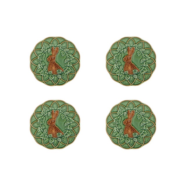 Traditional Bordallo Pinheiro Woods Bread and Butter Plates, Hare, Set of 4 For Sale - Image 3 of 3