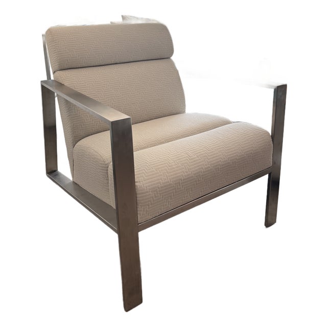 Late 20th Century Bernhardt Marco Chair B4022 With Brushed Stainless Steel Frame For Sale