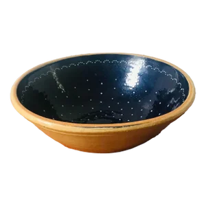 Country Rustic Navy Blue Polka Dot Yellowware Mixing Bowl