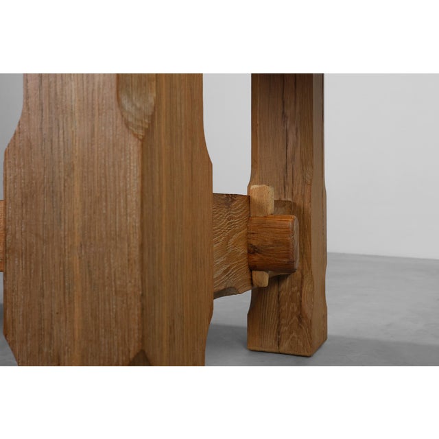 Mid-Century Brutalist Oak Dining Table, Belgium, 1960s For Sale - Image 11 of 13