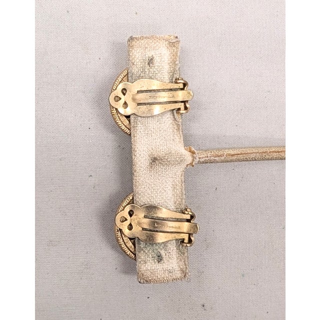 Vintage 1950s Signed Nettie Rosenstein Round Goldtone Cabochon Faux-Coral Clip Earrings- 2 Pieces For Sale In Philadelphia - Image 6 of 7