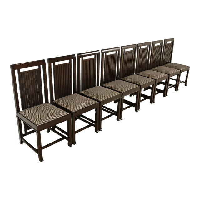 Frank Lloyd Wright for Cassina Arts & Crafts Dark Cherry Wood Dining Chairs, Set of Eight For Sale
