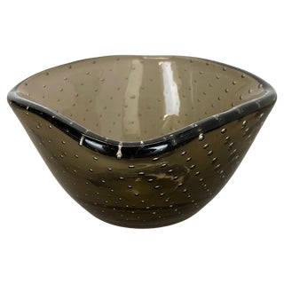 Green Glass Bullicante Bowl or Ashtray from Venini, Italy, 1970s For Sale