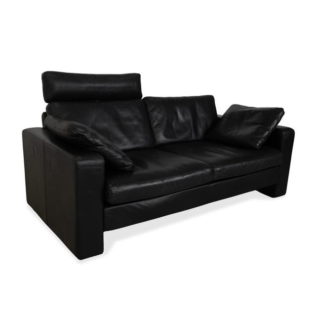 Two-Seater Sofa in Black Leather with Headrest from Cor For Sale - Image 5 of 17