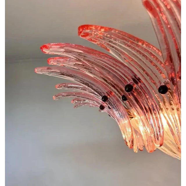 Murano Style Chandelier Ceiling Light Original Palmette, Pink Glasses For Sale In Los Angeles - Image 6 of 9