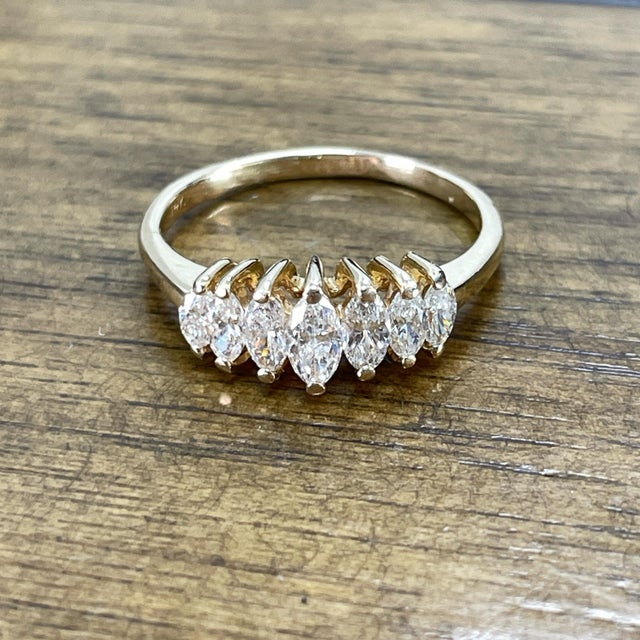 14k Yellow Gold Marquise Cut Natural Diamond Ring For Sale - Image 10 of 10