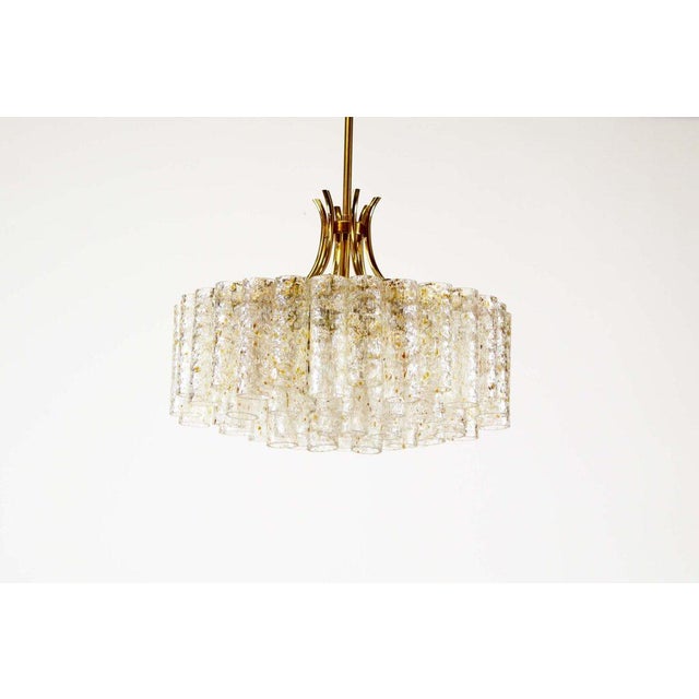 Large Brass and Goldflake Glass Chandelier attributed to Doria Leuchten, Germany, 1970s For Sale - Image 11 of 11