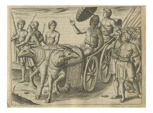 Dutch Engraving of the King of Bali, 1601