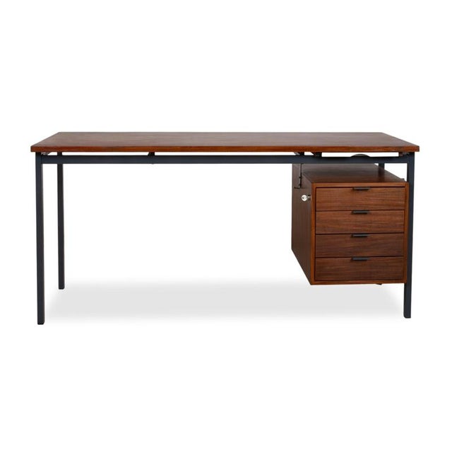 Wooden Apples, Wooden Desk, Brown Teak, Bauhaus Style, Drawers For Sale - Image 16 of 17