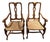 French Country Style Walnut Armchairs With Rush Seats For Sale