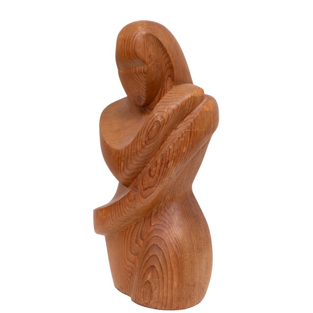 1960s Hand-Carved Pine Figurative Woman Figurine, Finland, 1960s For Sale - Image 5 of 13