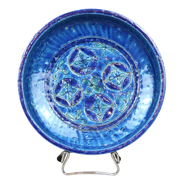 Blue Rimini Ceramic Bowl by Aldo Londi for Bitossi, 1960s For Sale