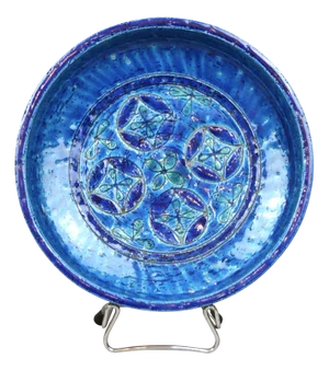 Blue Rimini Ceramic Bowl by Aldo Londi for Bitossi, 1960s
