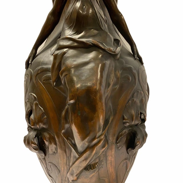 Large Francois Moreau Art Nouveau Metal Vase For Sale - Image 9 of 12