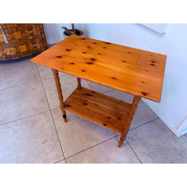 Wood Farmhouse Side Table in Pine For Sale - Image 7 of 9