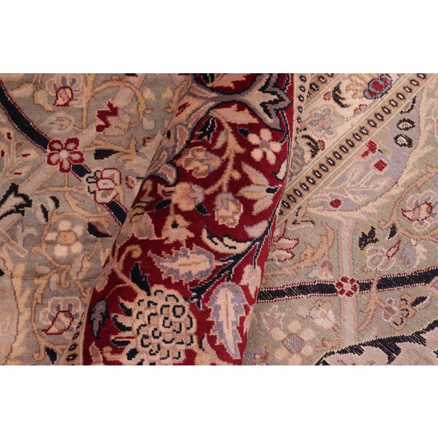 Textile Shabby Chic 1990's Pak-Persian Green/Red Wool Rug - 9'2'' X 12'3'' For Sale - Image 7 of 9