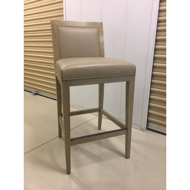 Contemporary Modern Walnut Frame Bar Stools - Set of 4 For Sale - Image 3 of 12