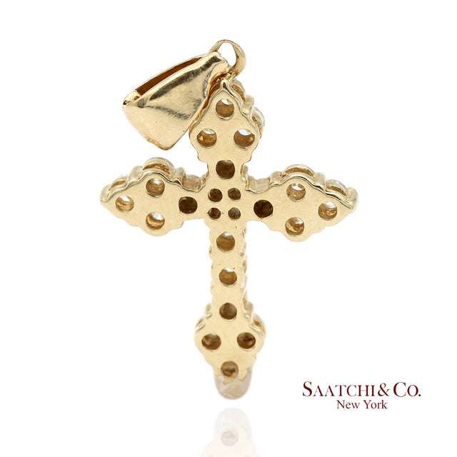 Early 21st Century 14k(585) Solid Yellow Gold Natural Diamond Cross Pendant For Sale - Image 5 of 10