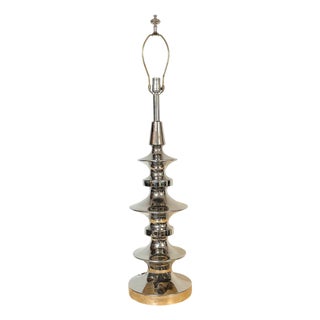 Late 20th Century Tony Duquette Style Mercury Glazed Porcelain Totem Lamp, Hollywood Regency For Sale