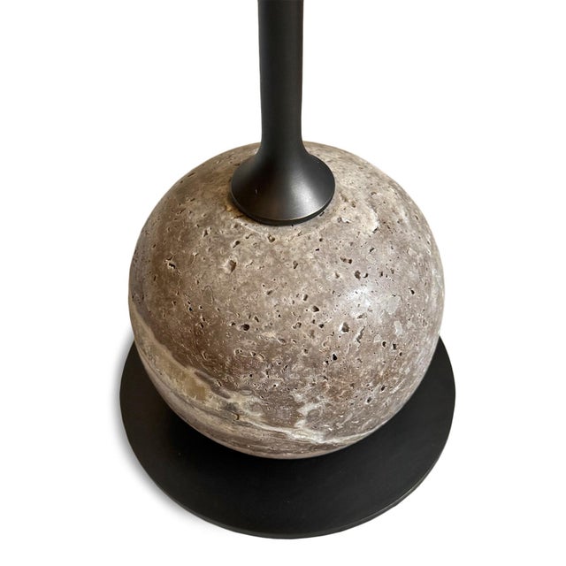 Contemporary Tall Marble Ball & Bronze Table Lamp For Sale - Image 3 of 7