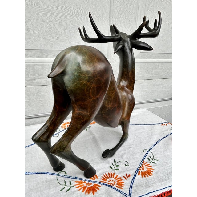 Large Late 20th Century Bronzed Brass Deer Sculpture For Sale - Image 10 of 11