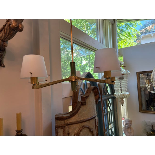 Brass 1960s Italian Modern Brass Chandelier For Sale - Image 8 of 11
