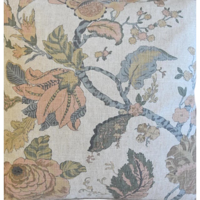 Beautiful Designer Carole Fabrics Rambling Floral Botanical Feather/Down Pillow For Sale - Image 4 of 7