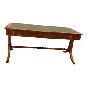 Alfonso Marina Regency Yew Wood Executive Writing Desk With Green Leather Top
